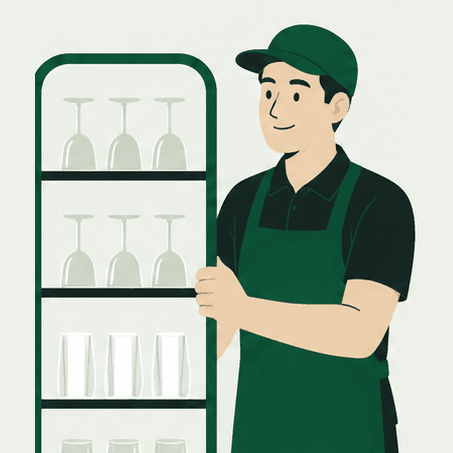 A hospitality worker on shift